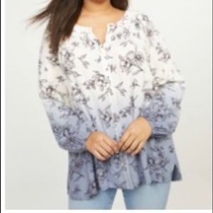 Lane Bryant Dip-Dye Button Front Top